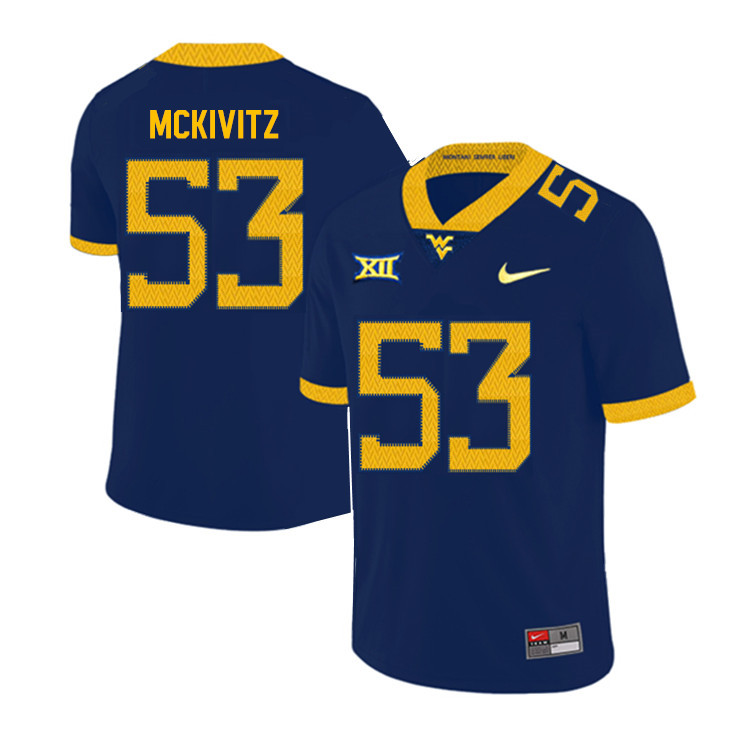 2019 Men #53 Colton McKivitz West Virginia Mountaineers College Football Jerseys Sale-Navy